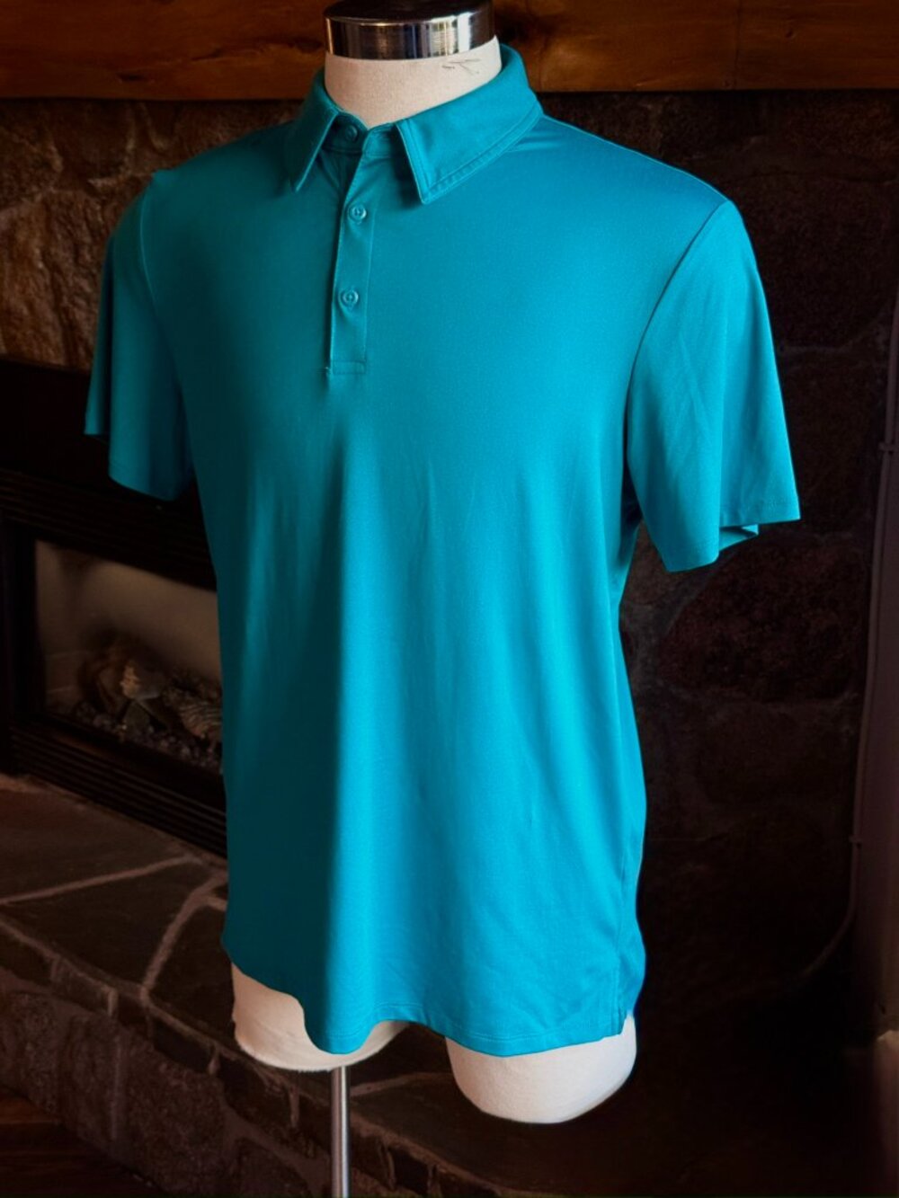All In Motion Men's Teal Snap Front Short Sleeve Shirt | Modern Button-Up